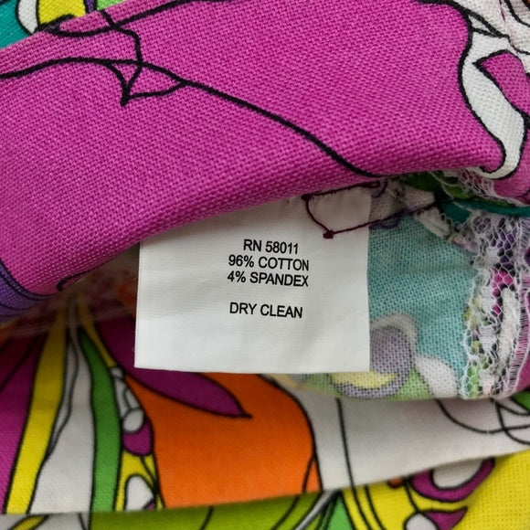 David Meister Bright Floral Print Cropped Pants Size 6