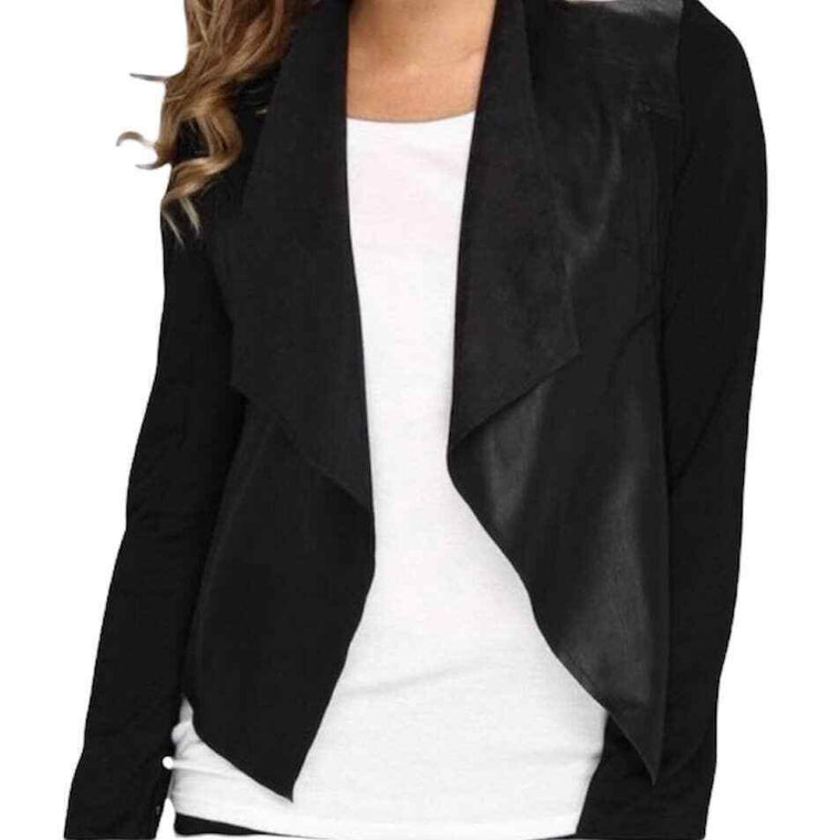 Edison Maisha Ponte & Faux Leather open jacket