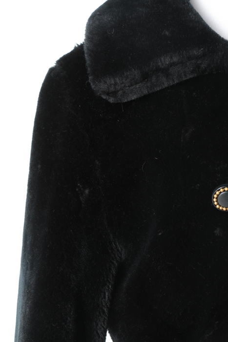 Women's Vintage Borgazia Black Faux Fur Coat Small