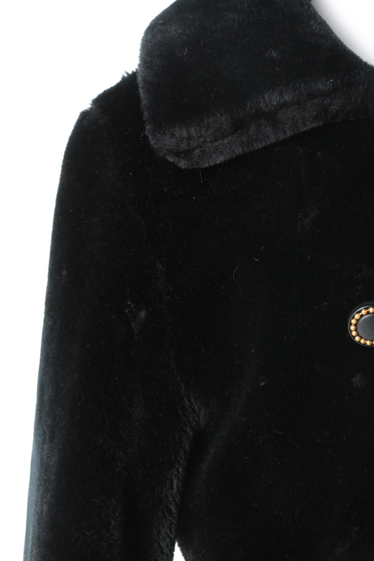 Women's Vintage Borgazia Black Faux Fur Coat Small