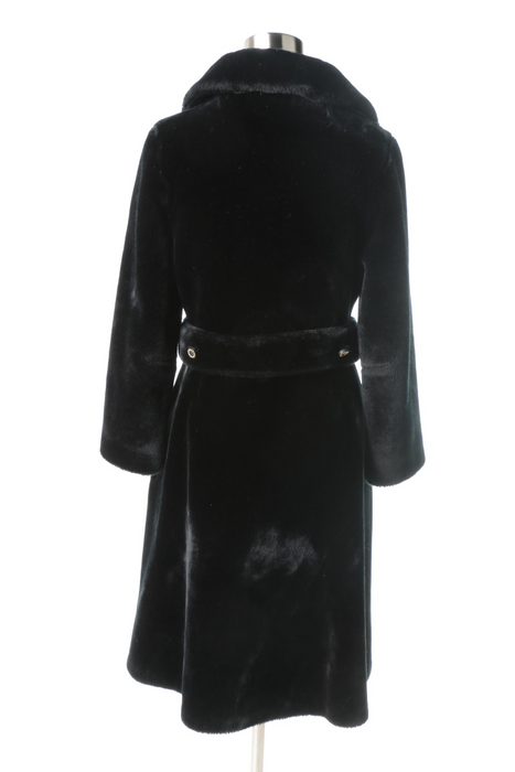 Women's Vintage Borgazia Black Faux Fur Coat Small