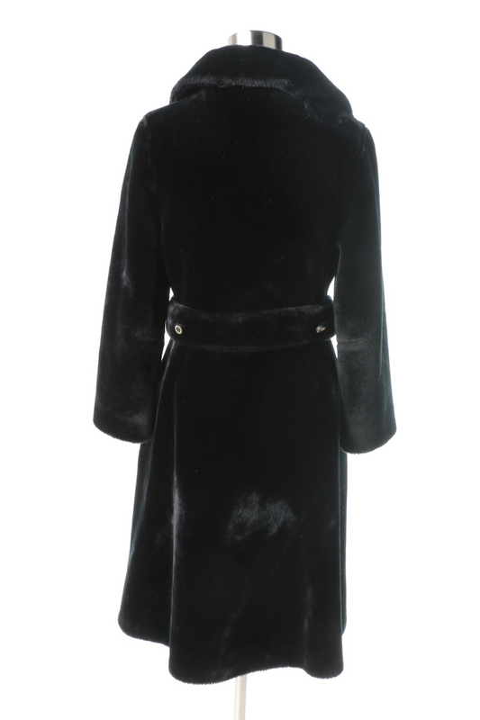Women s Vintage Borgazia Black Faux Fur Coat Small
