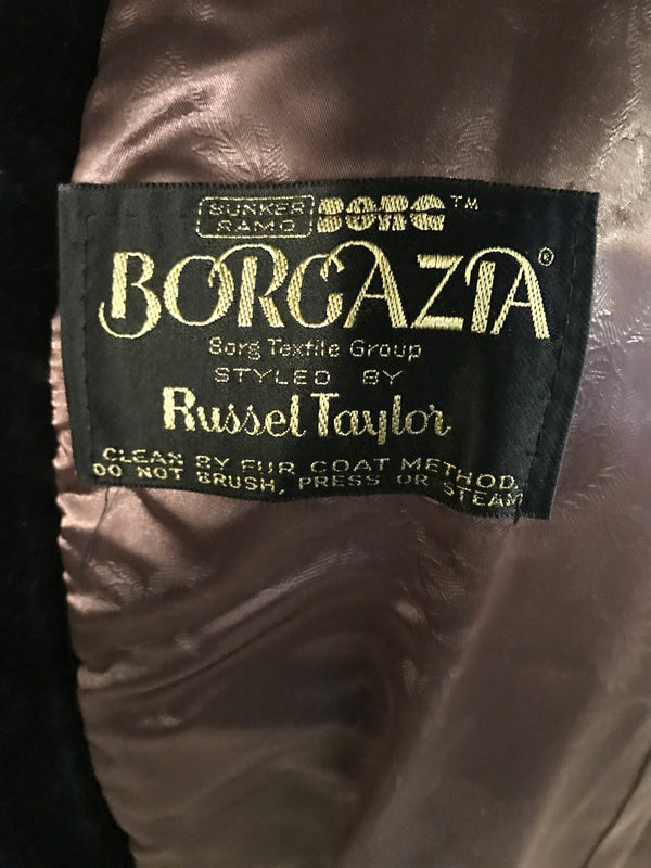 Women's Vintage Borgazia Black Faux Fur Coat Small