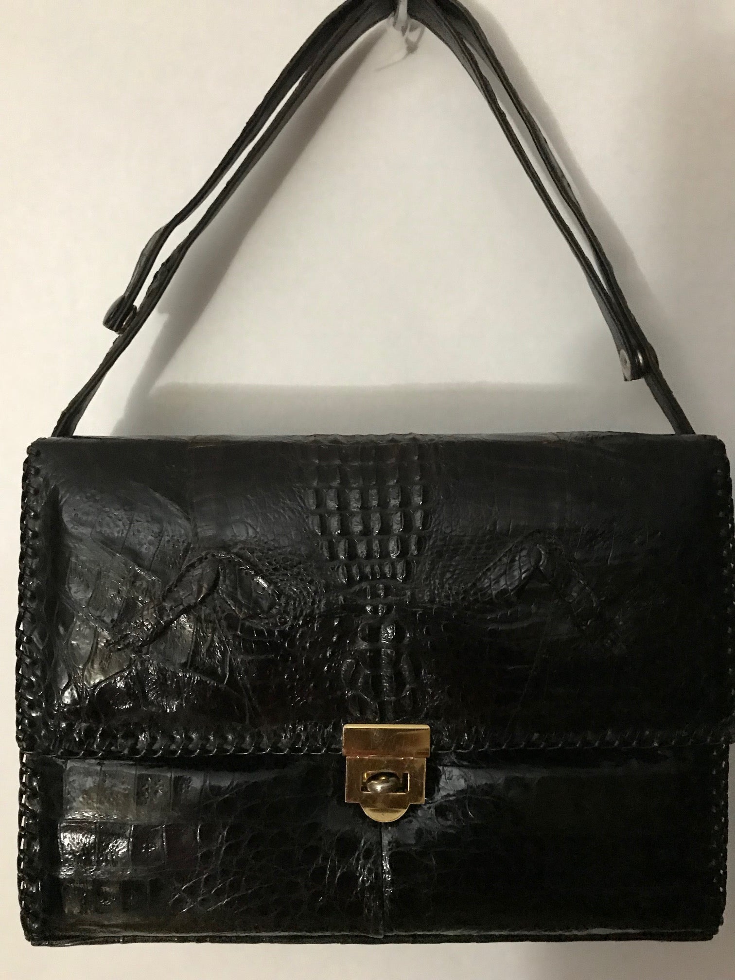 Genuine Alligator Purse Vintage Black Shoulder Bag