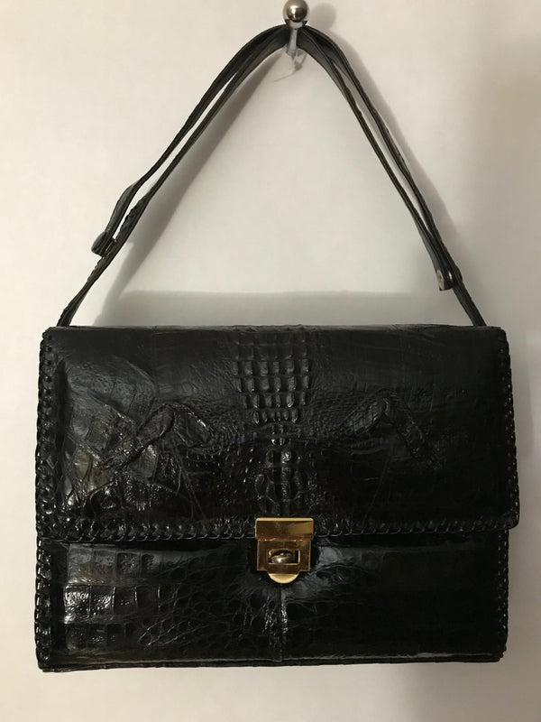 Genuine Alligator Purse Vintage Black Shoulder Bag