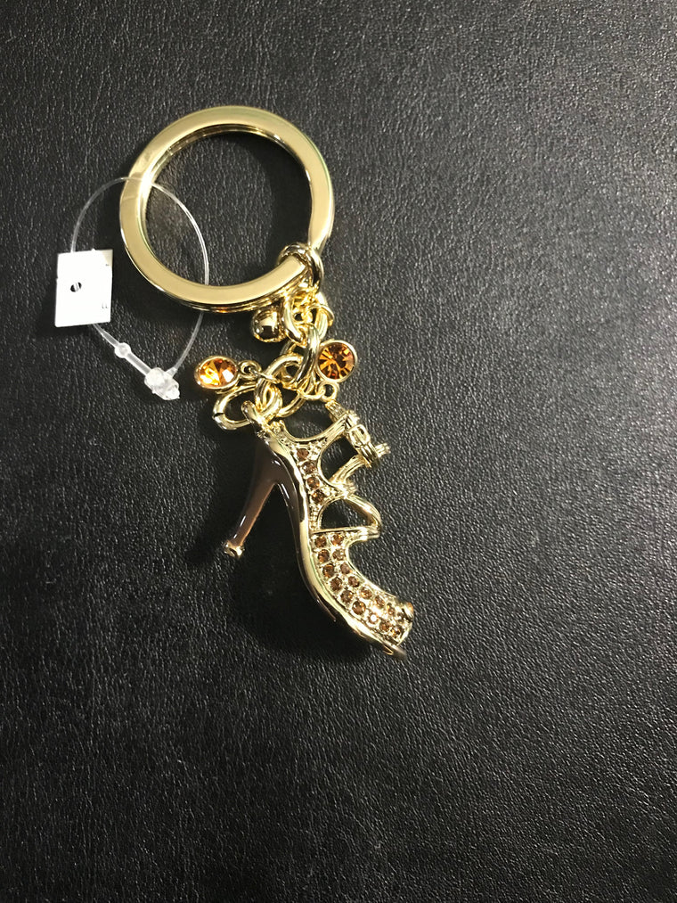 Gold High Heels Keychain made with Swarovski Crystals