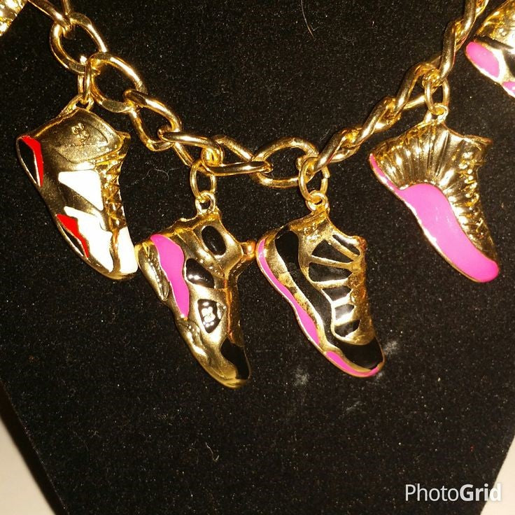 Gold Jordan Style Shoes Sneakers Charm Necklace