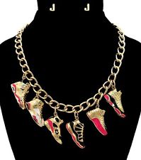 Gold Jordan Style Shoes Sneakers Charm Necklace