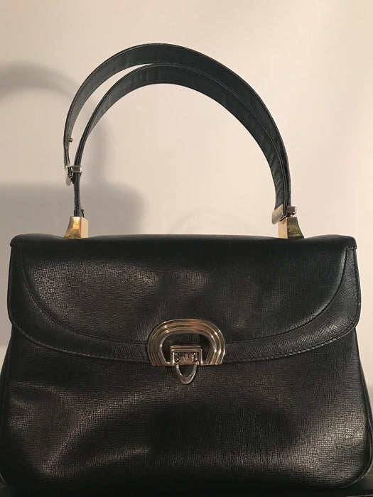Koret Black Genuine Leather Kelly Bag