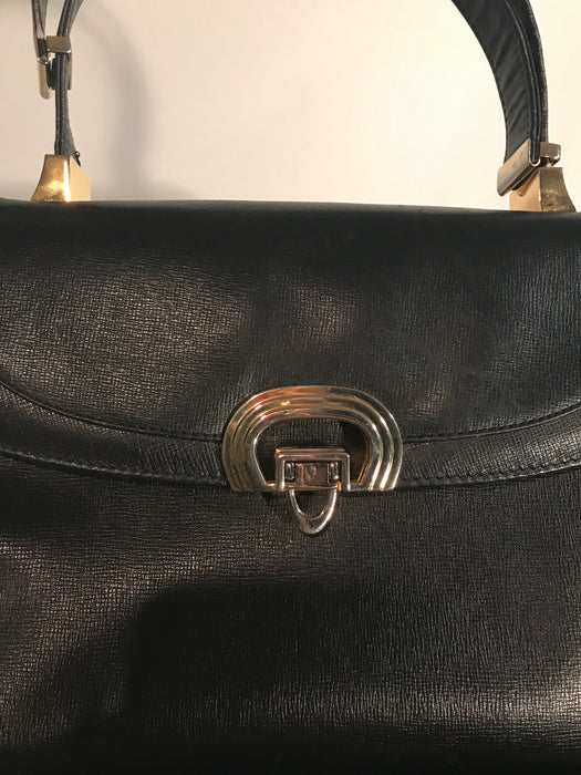 Koret Black Genuine Leather Kelly Bag