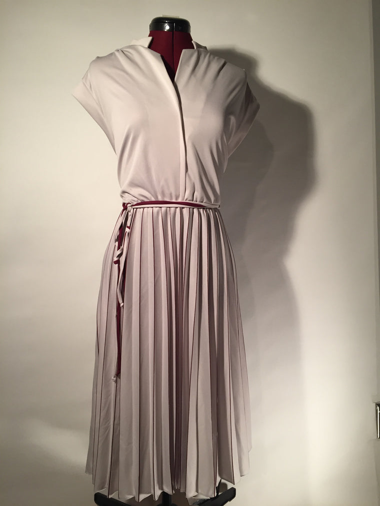 Vintage Pale Gray with Burgundy Pinstripe dress