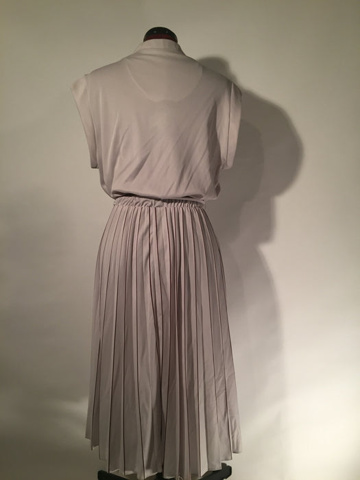 Vintage Pale Gray with Burgundy Pinstripe dress