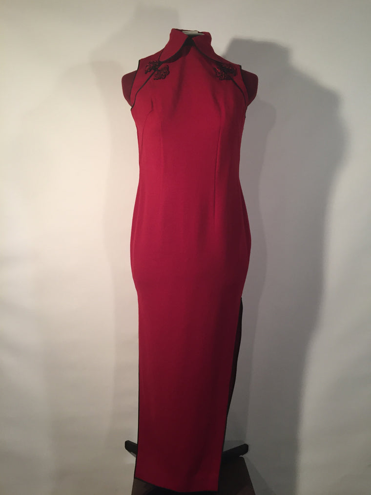 Vintage Cranberry Cheongsam Gown