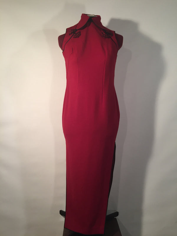 Vintage Cranberry Cheongsam Gown