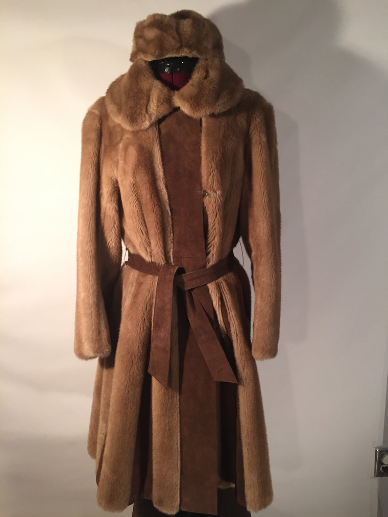 Vintage Faux Fur and Suede Coat Lilli Ann San Francisco, Large