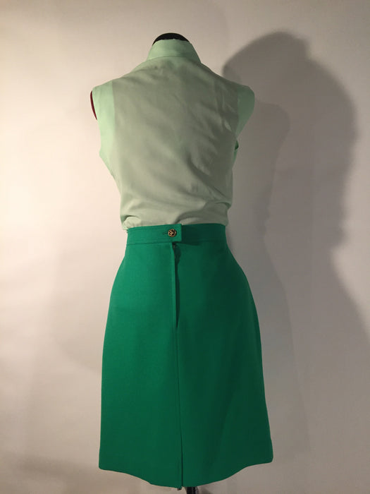 Louis Fe'raud Green Pencil Skirt