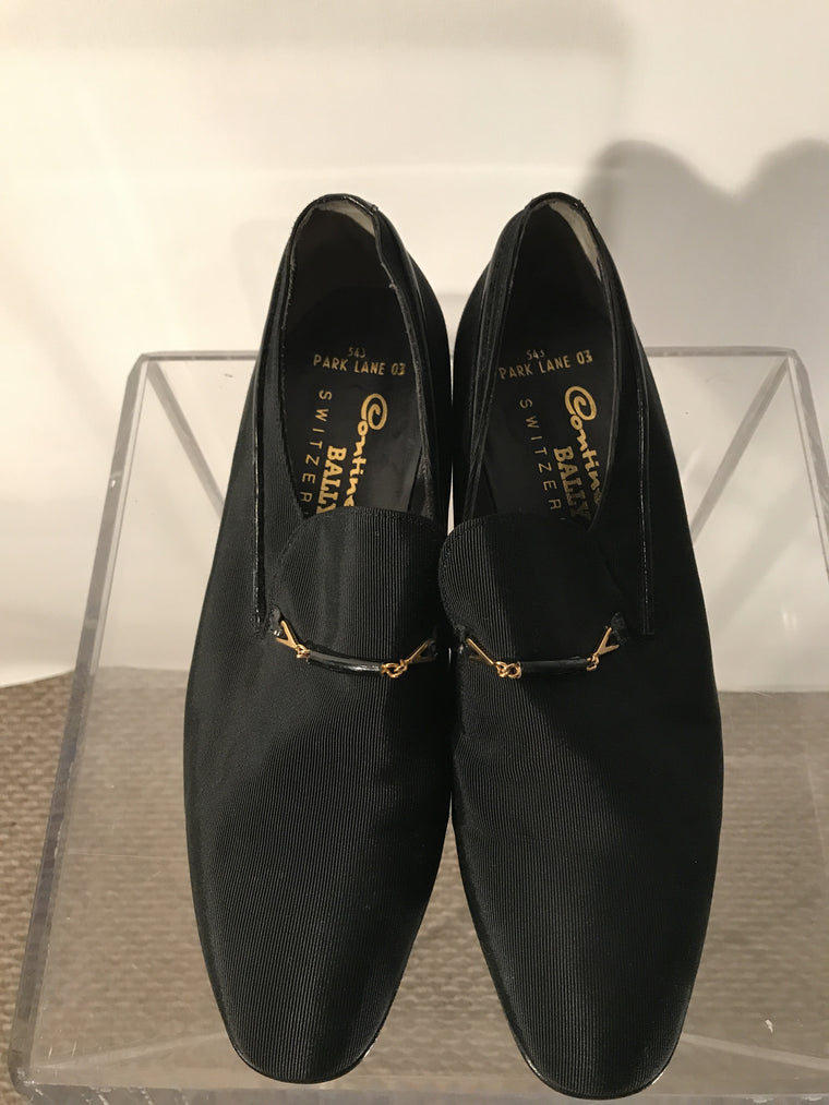 Black Leather Trimmed Bally Slippers