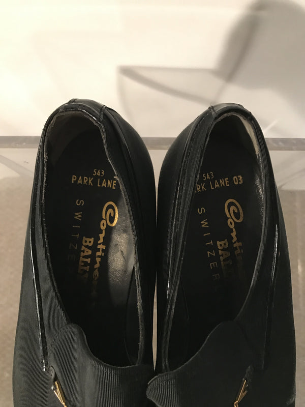 Black Leather Trimmed Bally Slippers