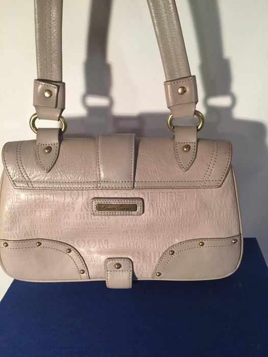 KENNETH COLE Designer Taupe Grey Embossed Leather ProVoice Handbag Purse