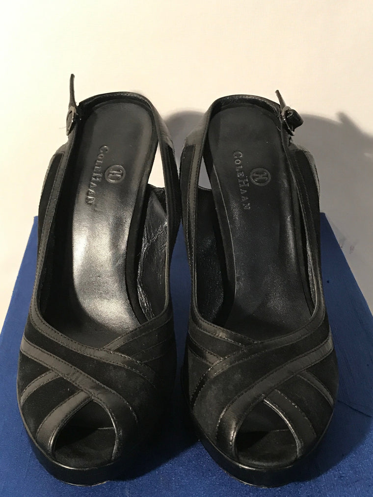 Cole Haan Black Suede & Leather Pump Size 8 1/2