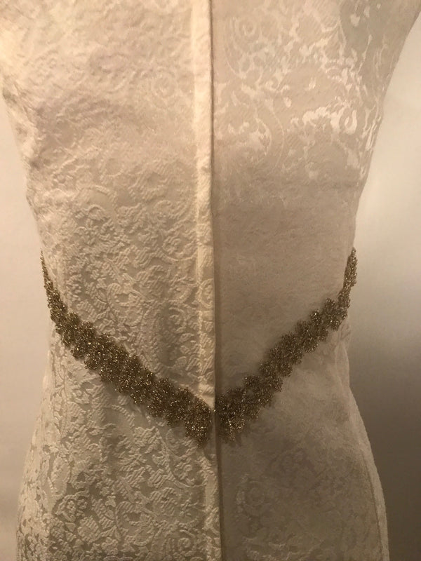 Vintage Cream Gold Trimmed Gown