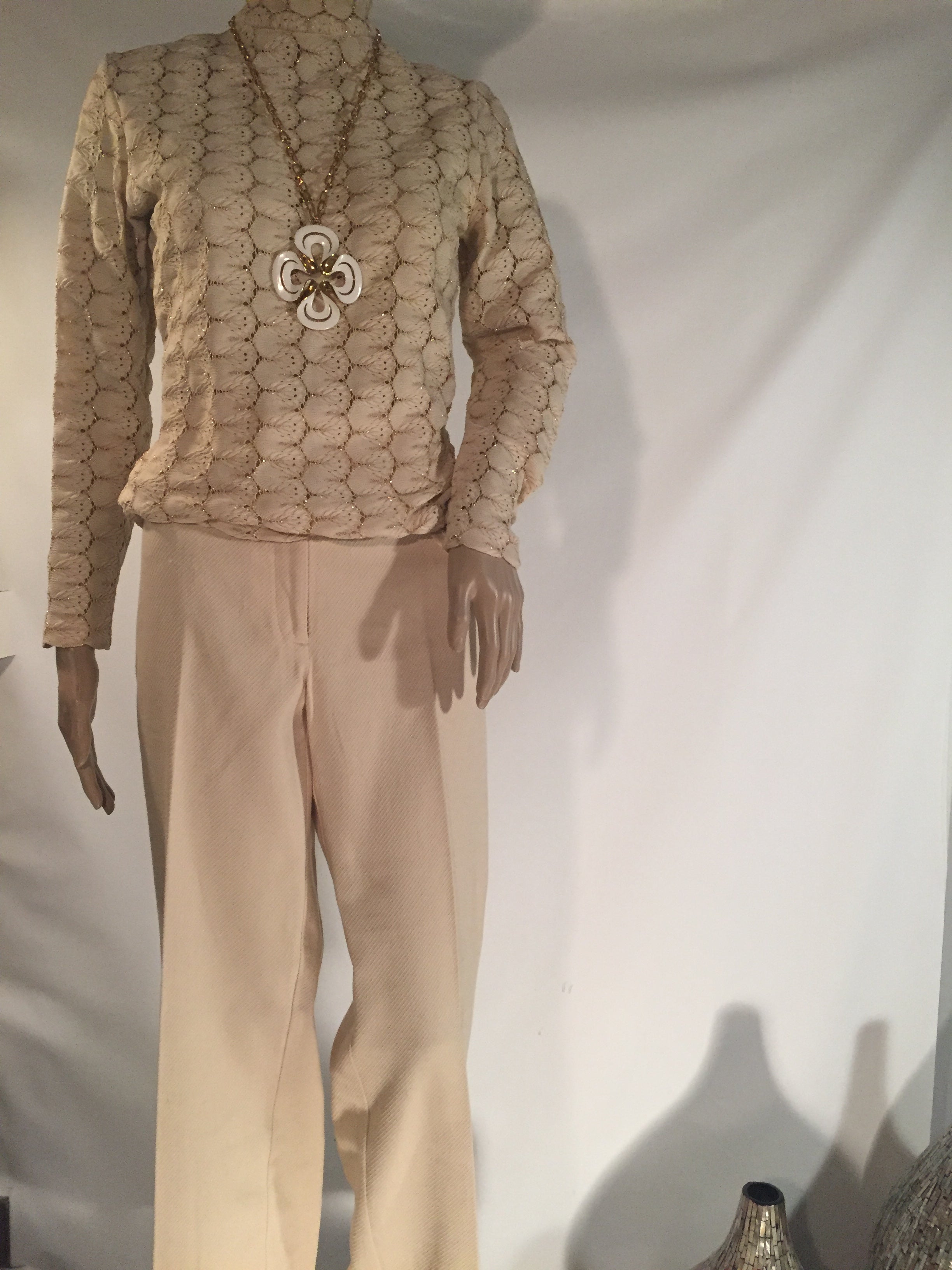 Oscar De La Renta Cream Trousers