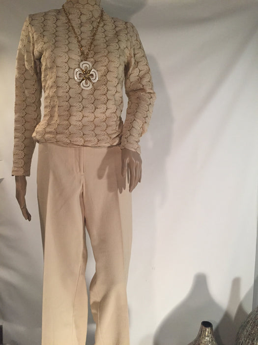 Oscar De La Renta Cream Trousers