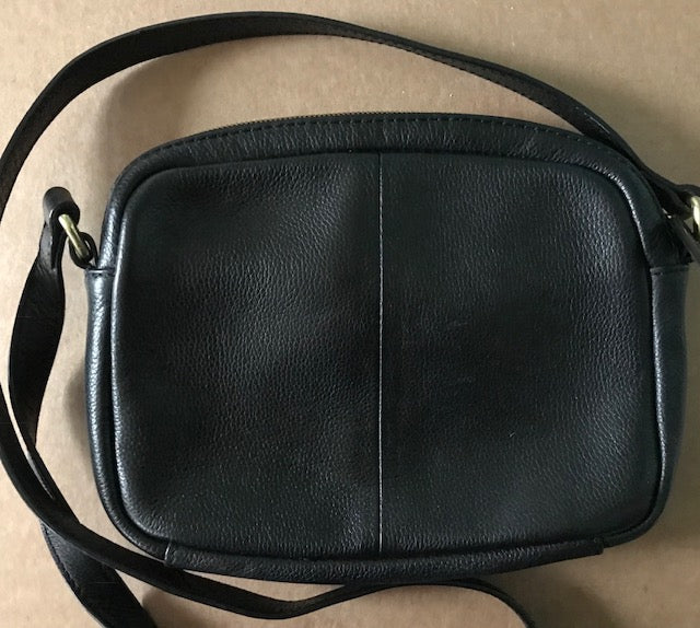 J Crew Black Pebbled Leather Crossbody Shoulder Bag Purse