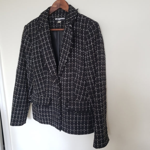 Neutral Karl Lagerfeld tweed blazer
