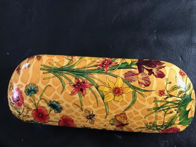 Leader Yellow Floral and Croc embossed Eyeglass Case