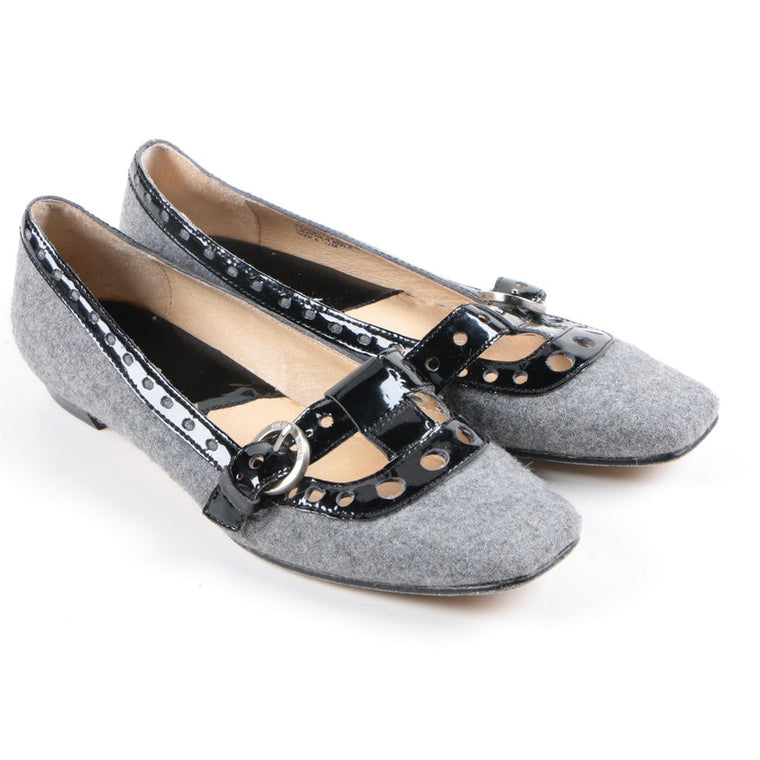 Michael by Michael Kors Gray Wool Mary Jane Flats