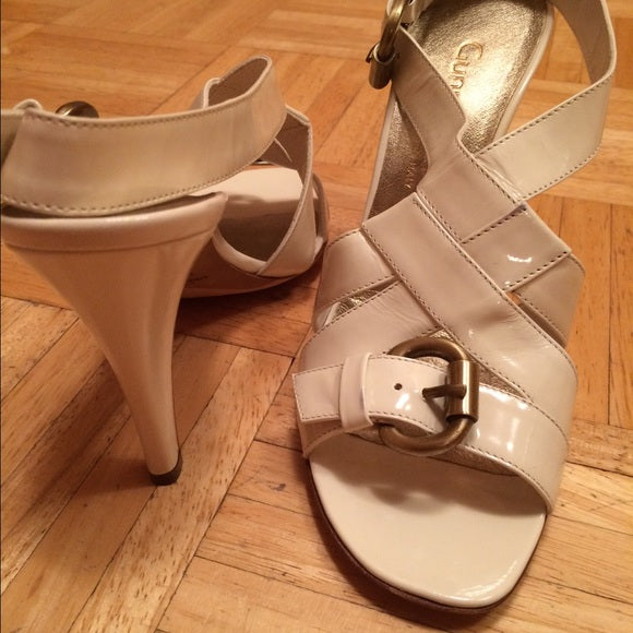 New Gunmetal patent leather heels slingback Size 8 1/2