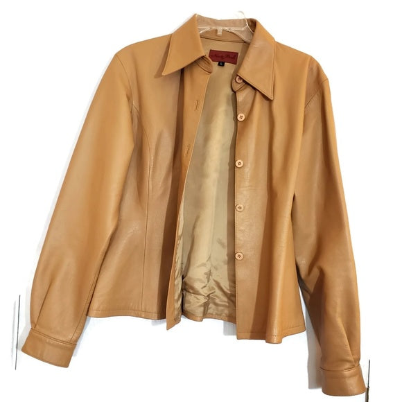 Nicola Berti Tan Leather Coat Size M