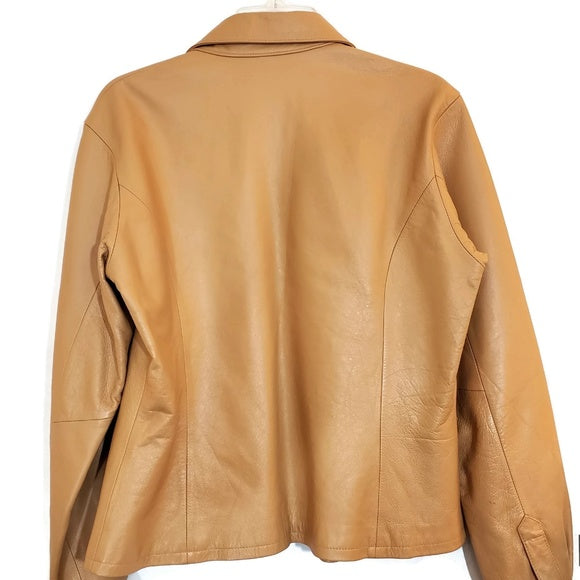 Nicola Berti Tan Leather Coat Size M