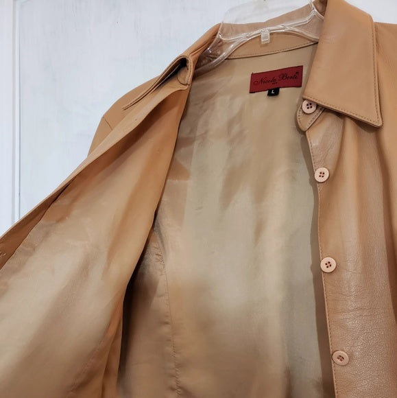 Nicola Berti Tan Leather Coat Size M