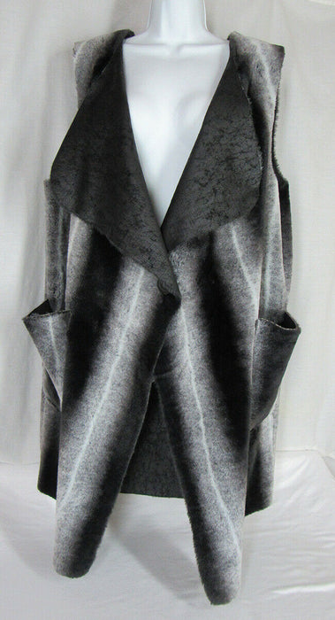 Nine West "Ruby" Long Silky Faux Fur Duster Vest Apres Ski Wear XL