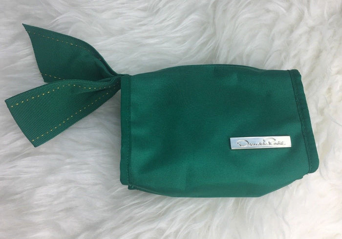 Oscar De La Renta Women's Green Make Up Cosmetic Bag Travel Purse Accessory