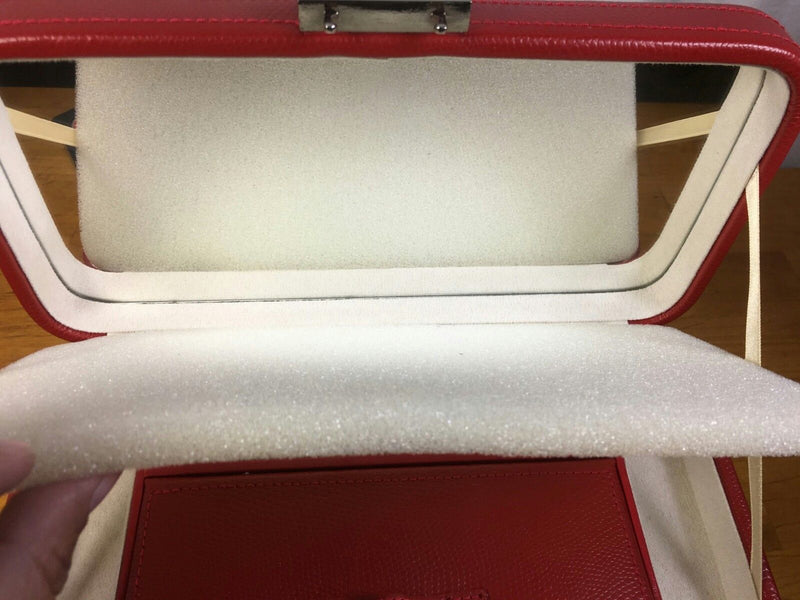 POTTERY BARN Red Leather Jewelry / Travel Case Size