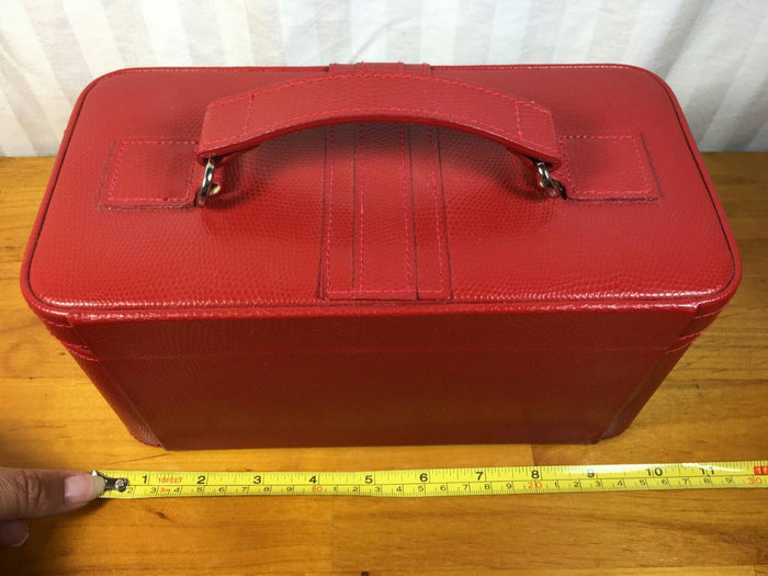 POTTERY BARN Red Leather Jewelry / Travel Case Size