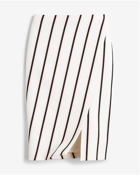 White House Black Market Asymmetric-Slit Stripe Pencil Skirt