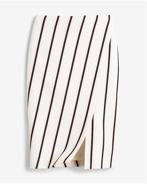 White House Black Market Asymmetric-Slit Stripe Pencil Skirt