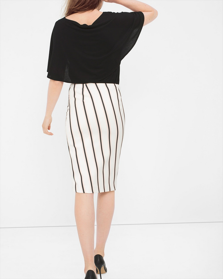 White House Black Market Asymmetric-Slit Stripe Pencil Skirt