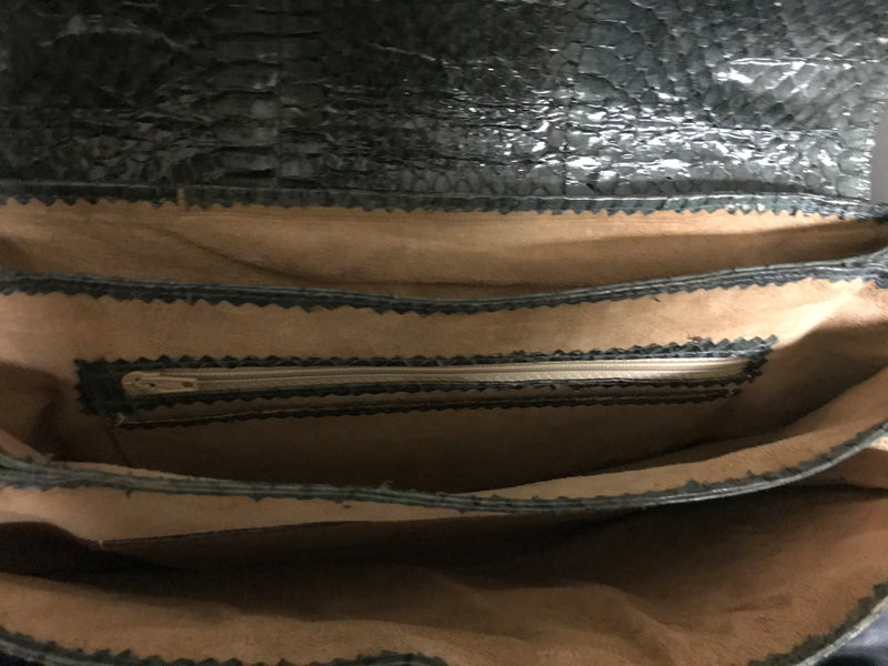 Vintage 70's Brown Snakeskin Shoulder Bag/clutch Gold Logo by Pierre Cardin  | Shop THRILLING