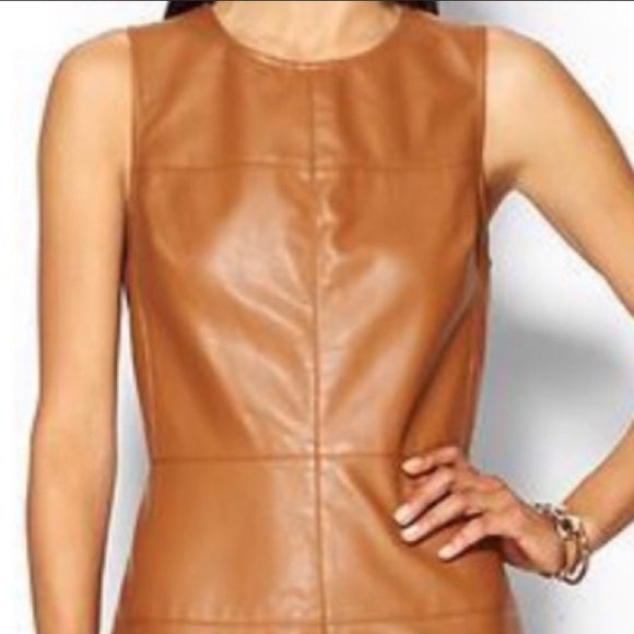 Cognac Faux Leather Dress  Piperlime