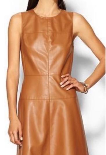 Cognac Faux Leather Dress  Piperlime