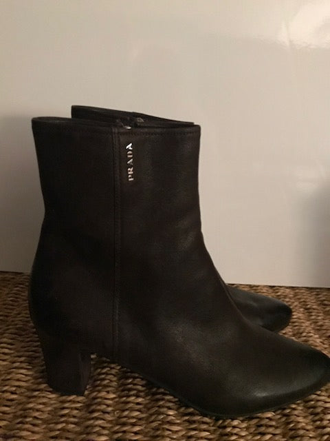 Prada Linea Rossa Women’s Brown Napa Mid-Heel Ankle Boot