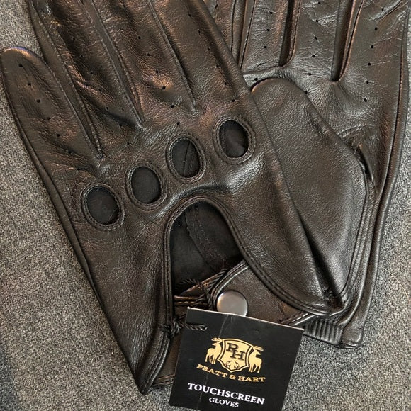 Pratt & Hart Men’s Leather Touchscreen Driving Gloves