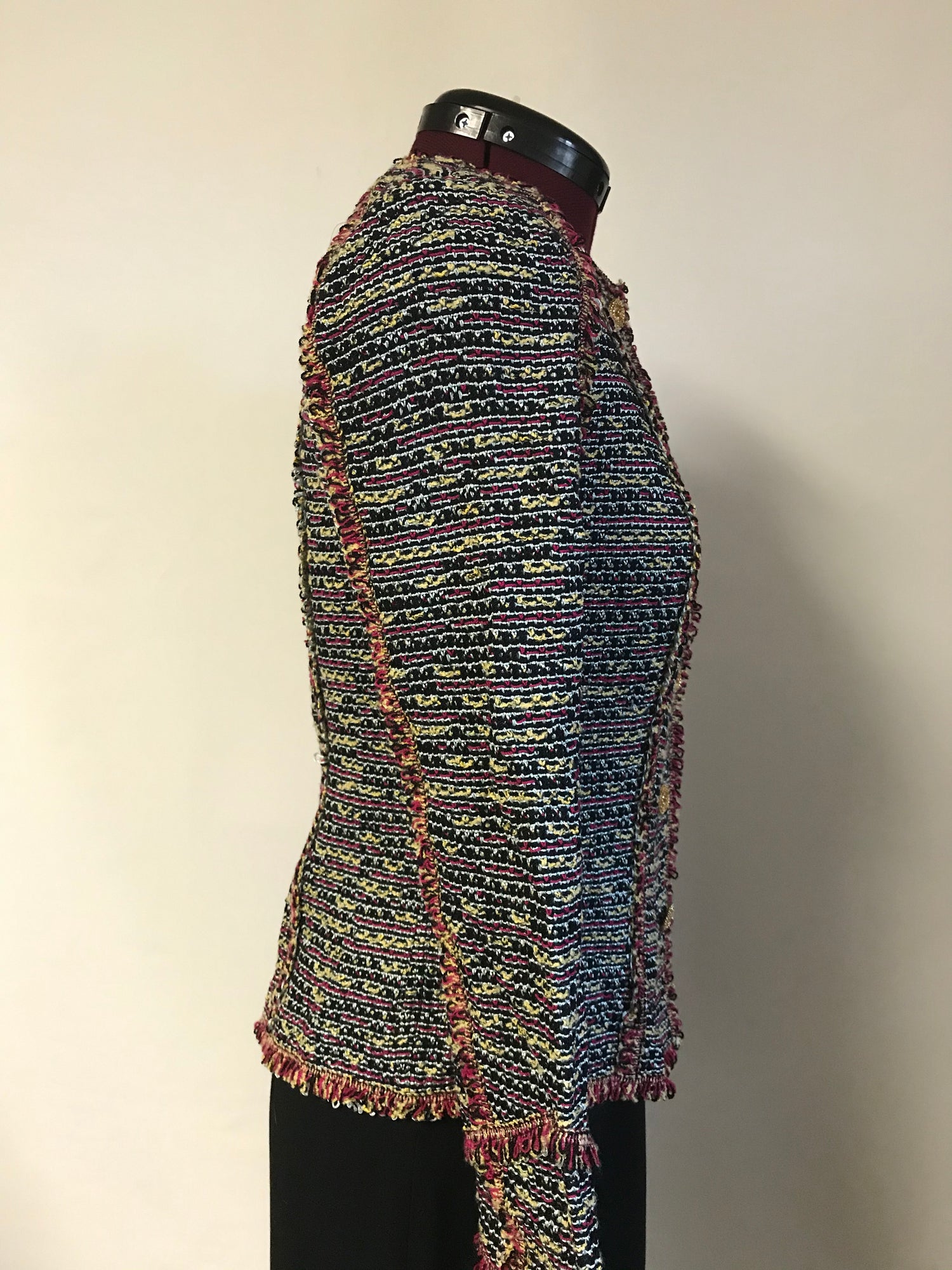 St. John Collection By Marie Gray Multi Color Knit Blazer Jacket Size Ethel Lee Vintage Art ELVA