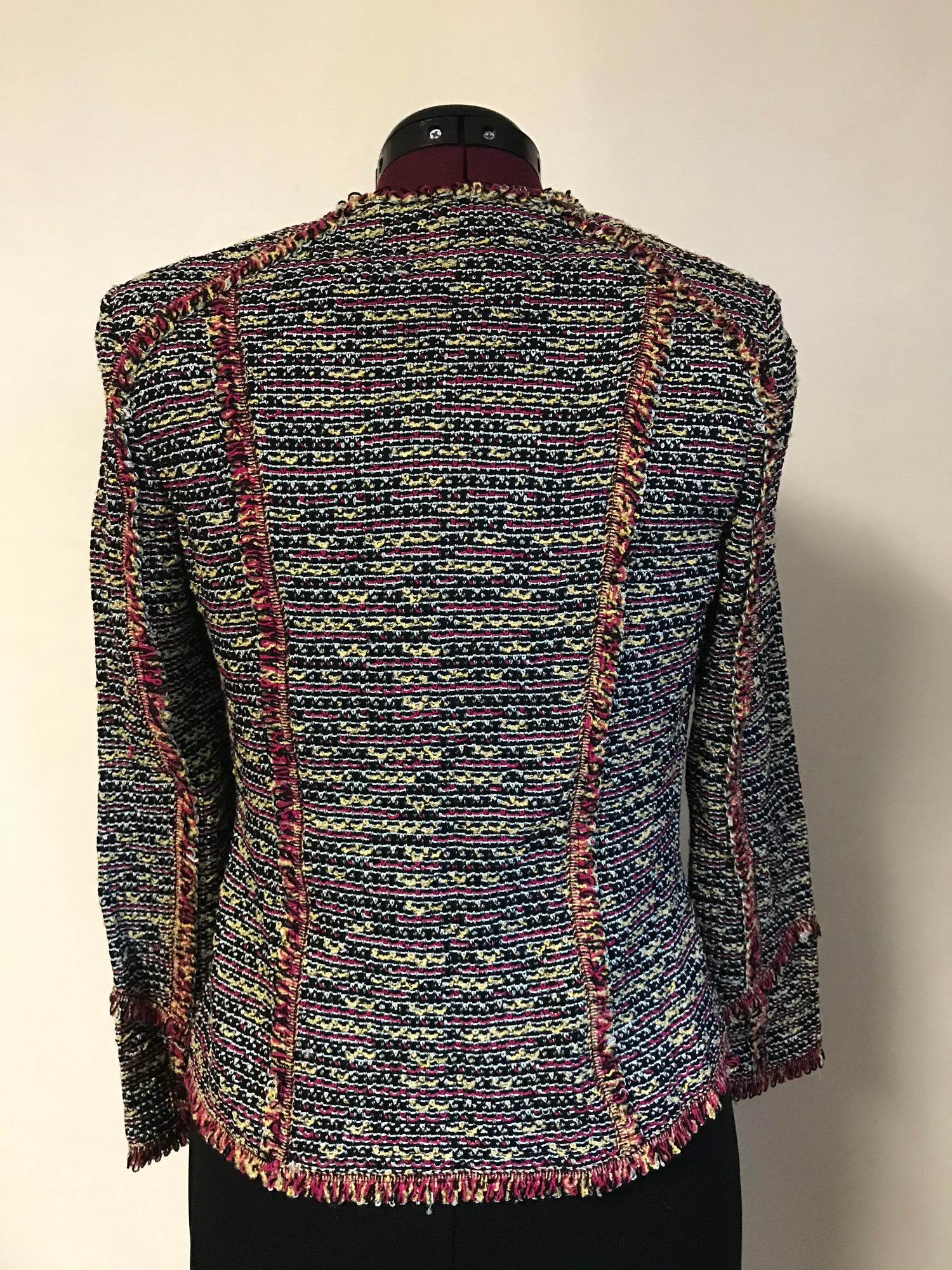 St. John Collection By Marie Gray Multi Color Knit Blazer Jacket Size Ethel Lee Vintage Art ELVA