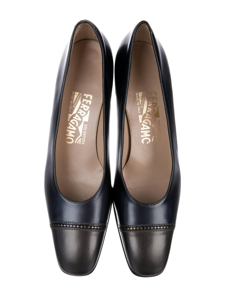 SALVATORE FERRAGAMO Leather Square-Toe Pumps